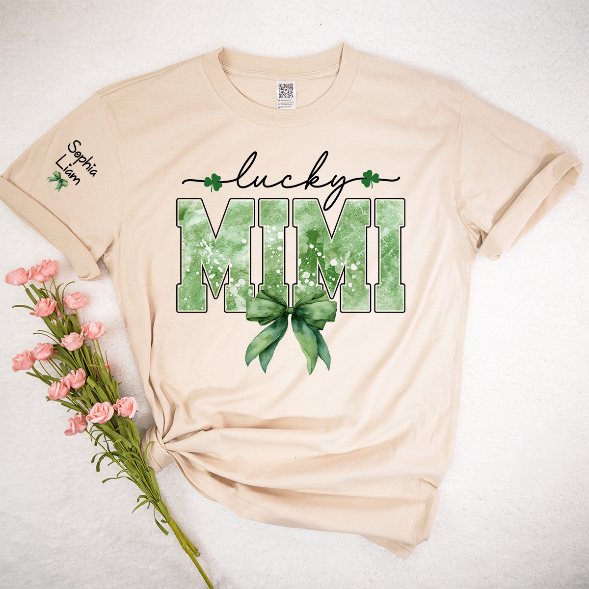 Lucky Mimi Shirt for St Patrick’s Day, Custom Name Grandma T Shirt with Shamrocks, Personalized Mimi Family Shirt