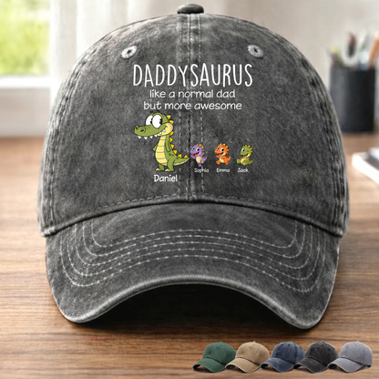 Daddysaurus Hat for Dad, Funny Dinosaur Cap for Fathers Day, Custom Daddy Baseball Cap Gift for Men, Cute Dino Dad Birthday Present
