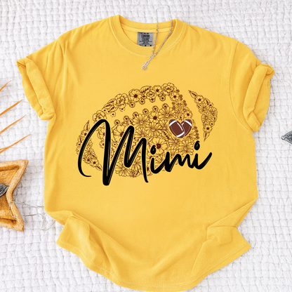 Comfort Mimi Football Shirt, Personalized Mimi T-Shirt with Floral Football Design