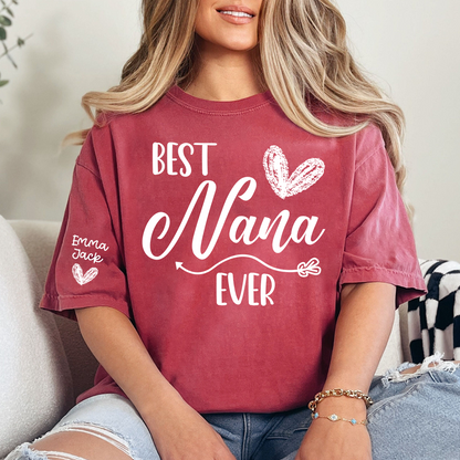 Best Nana Ever Shirt – Personalized Nana T-Shirt with Custom Names and Heart Design