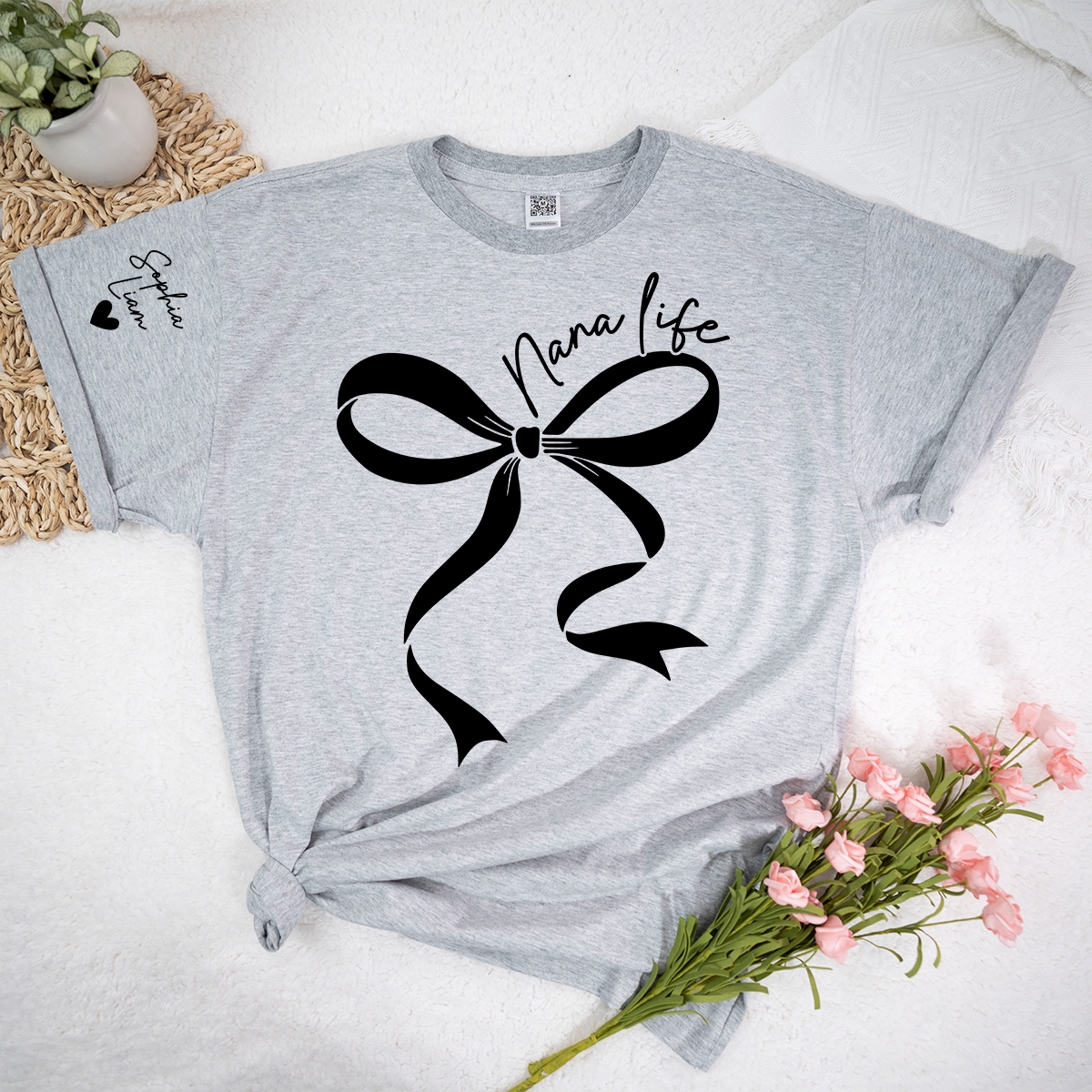 Personalized Nana Life Shirt, Custom T-Shirt with Bow Design, Meaningful Family Gift for Nana