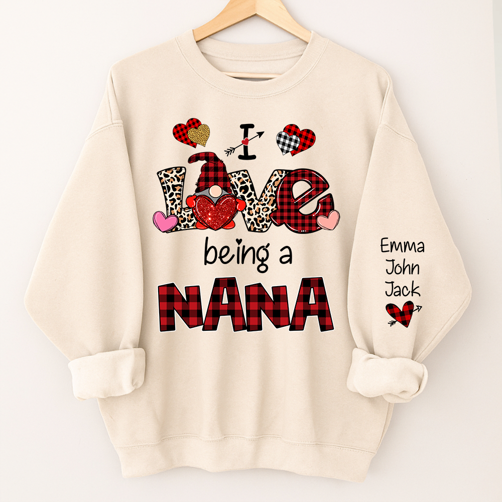 I Love Being A Nana Sweatshirt – Personalized Nana Shirt With Grandkids Names