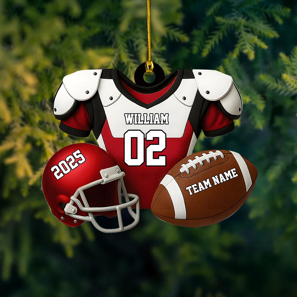 Personalized Football Jersey Ornament 2025 – Custom Name & Number Ornament, Christmas Gift for Football Player or Fan Ornament