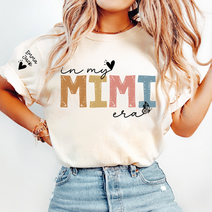 Cute Mimi Grandma T-Shirt, In My Mimi Era Stylish Pastel Graphic Tee For Gift Grandma and Kids