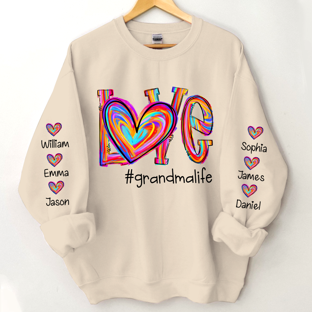 Love Color Grandma Life With Kids, Gift For Grandma TH Sweatshirt