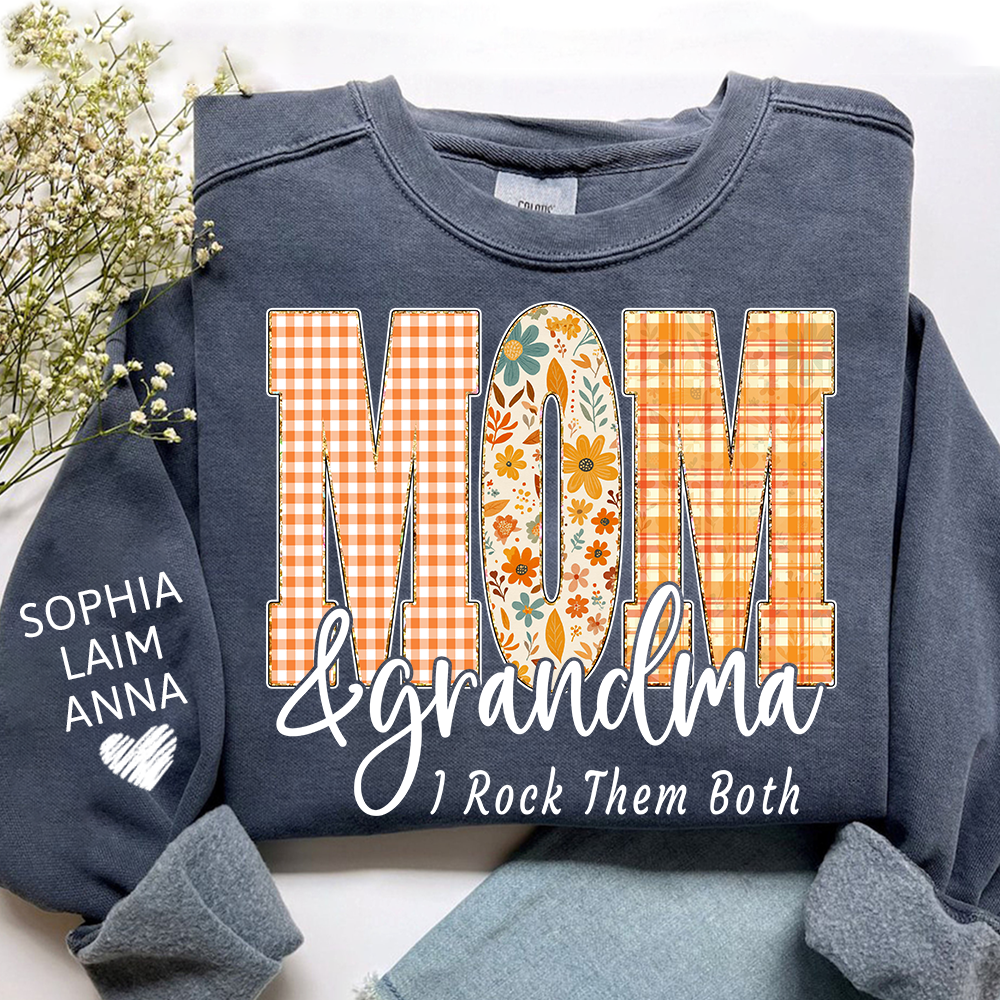 Custom Fall Mom & Grandma I Rock Them Both Sweatshirt, Gift For Grammy And Her Grandchildren
