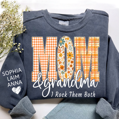Custom Fall Mom & Grandma I Rock Them Both Sweatshirt, Gift For Grammy And Her Grandchildren