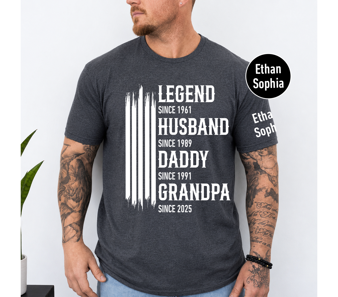 Legend Husband Dad Grandpa T-Shirt – Personalized Custom Names Gift for Father Papa Birthday Fathers Day