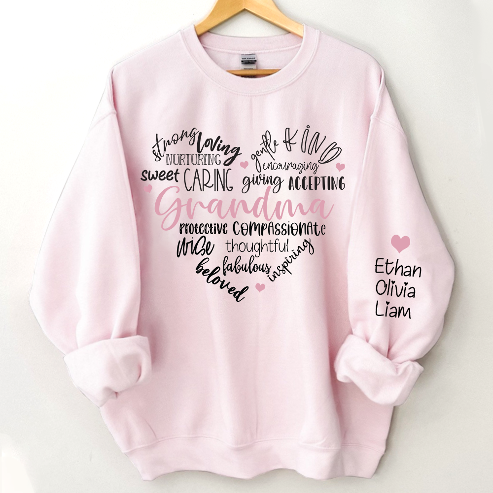 Grandma Heart Sweatshirt, Custom Grandma And Kids Heart, Grandma Gift TH