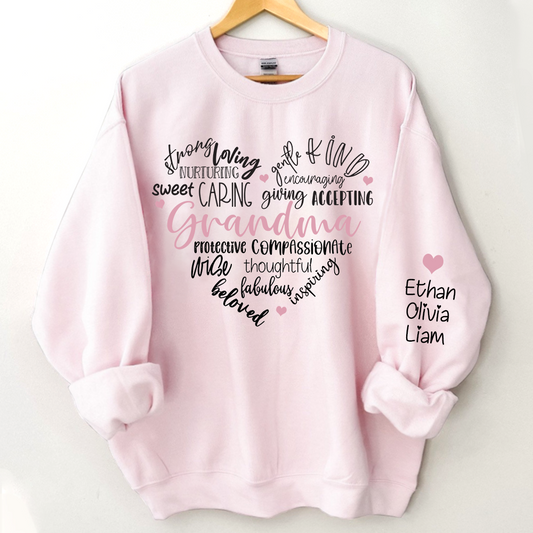 Grandma Heart Sweatshirt, Custom Grandma And Kids Heart, Grandma Gift TH