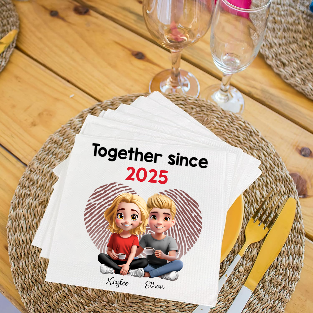 Personalized Together Since Couple, Anniversary Gifts, Gift For Couples, Husband Wife Napkins Napkinds