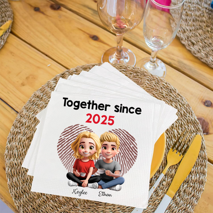 Personalized Together Since Couple, Anniversary Gifts, Gift For Couples, Husband Wife Napkins Napkinds