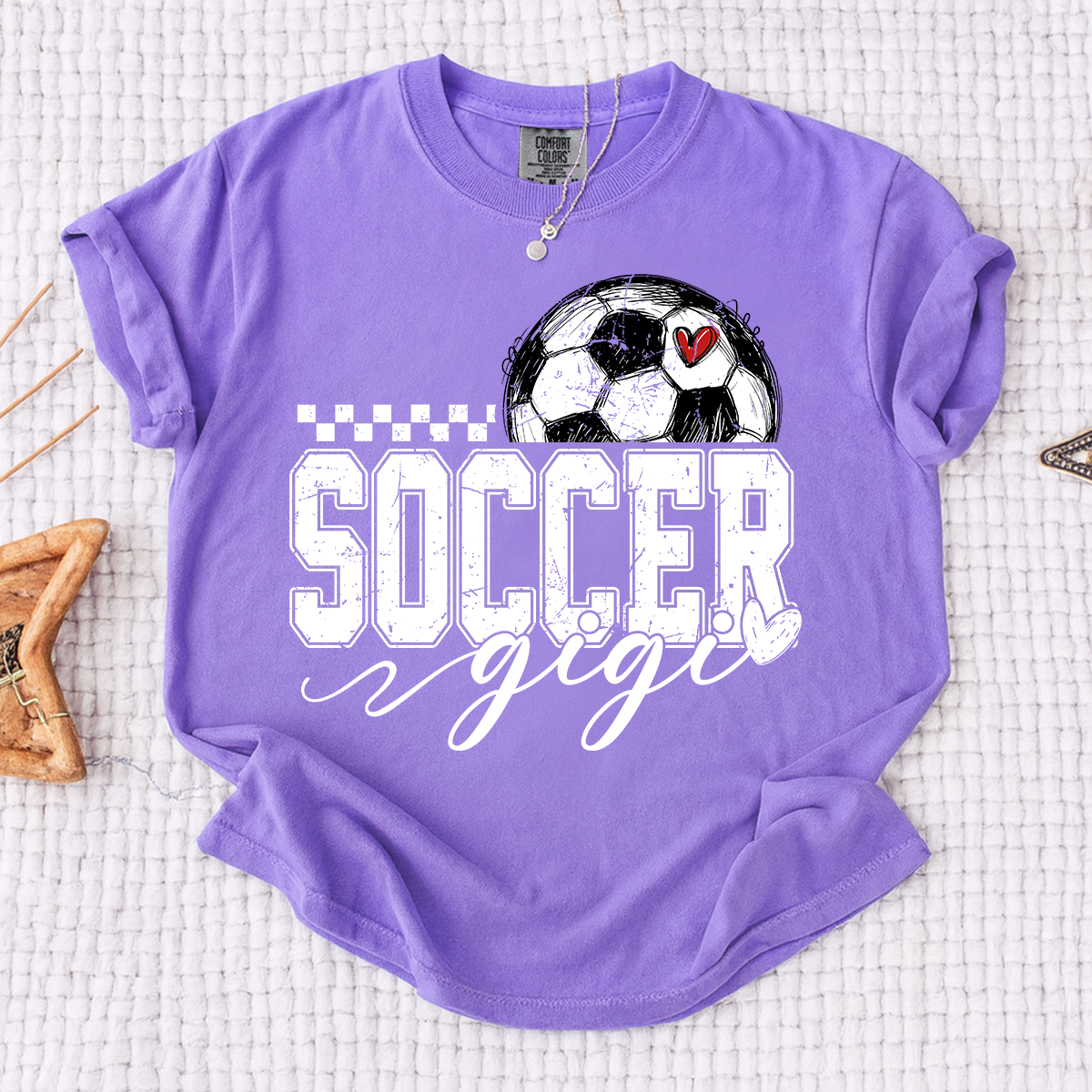 Comfort Colors® Personalized Gigi Soccer Tee, Custom Soccer Gigi For Gift Family