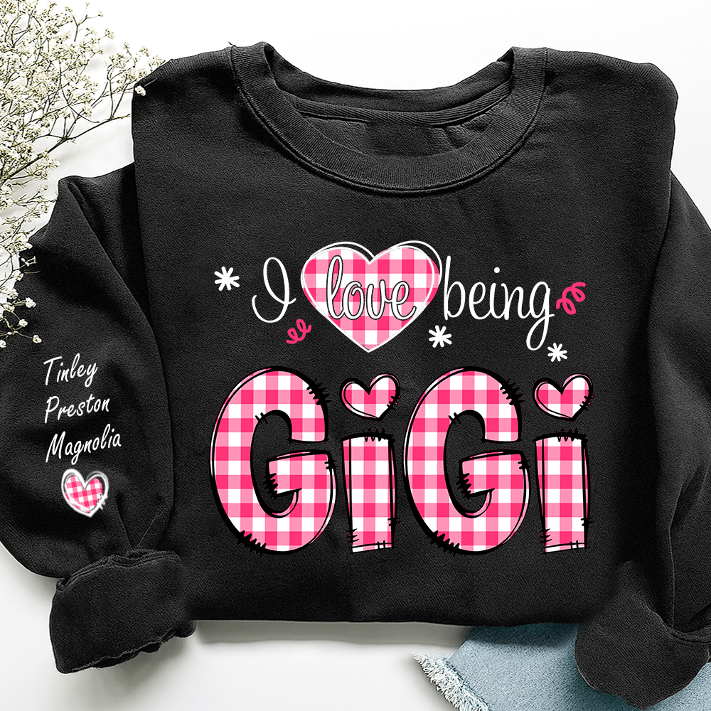 Personalized Grandma Valentine Sweatshirt, Custom Name Family Shirt, I Love Being Gigi Design