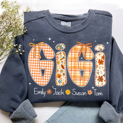 Custom Grandma Name, Preppy Floral Fall Mimi Bundle For Gift Mimi And Kids