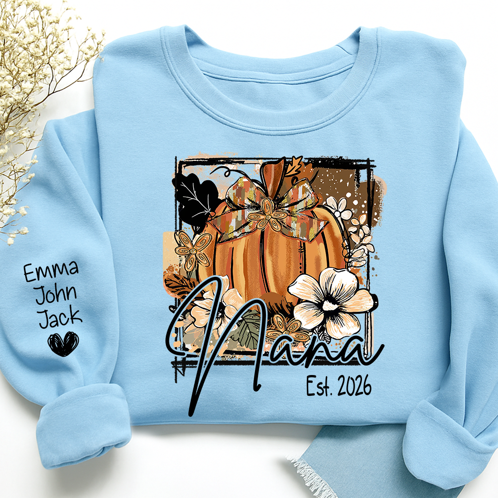 Mimi Fall Pumpkin Bow T Shirt, Personalized Grandma Tee, Autumn Floral Graphic Shirt, Gift for Mimi Lovers and Family