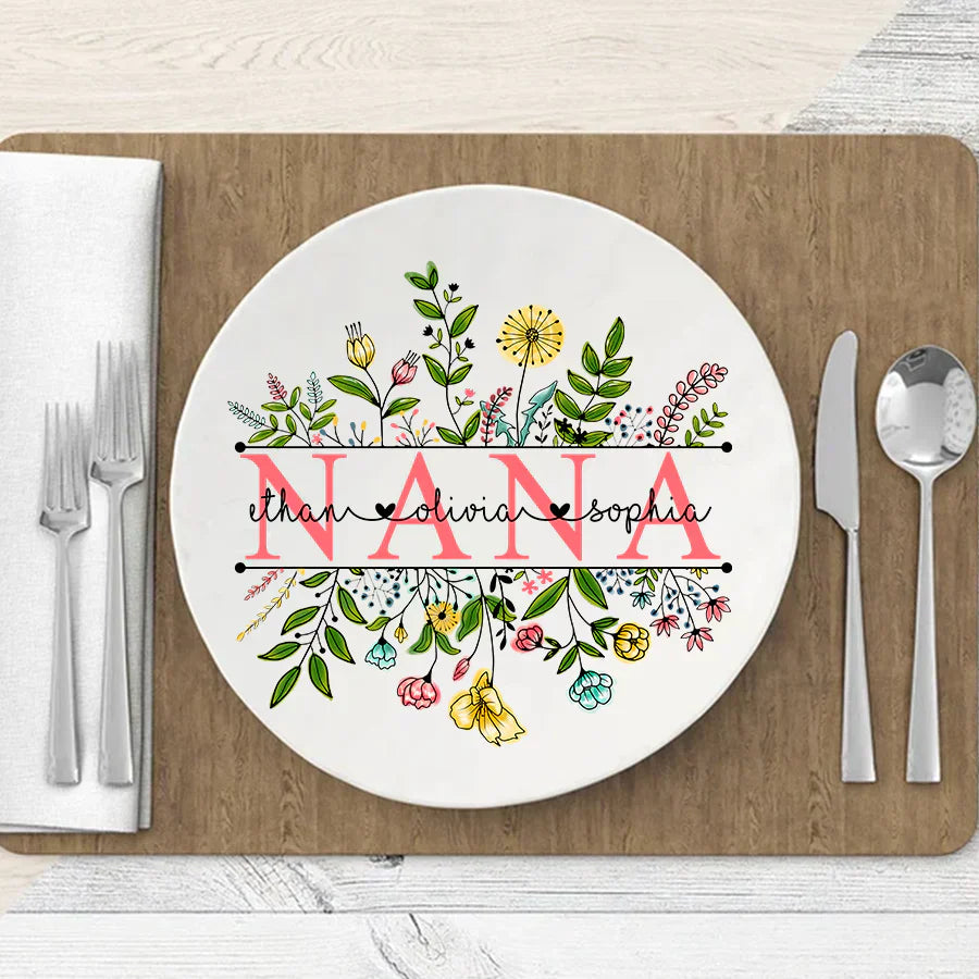 godmerch Personalized Wildflowers Mimi And Grandkids Plate
