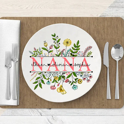 godmerch Personalized Wildflowers Mimi And Grandkids Plate