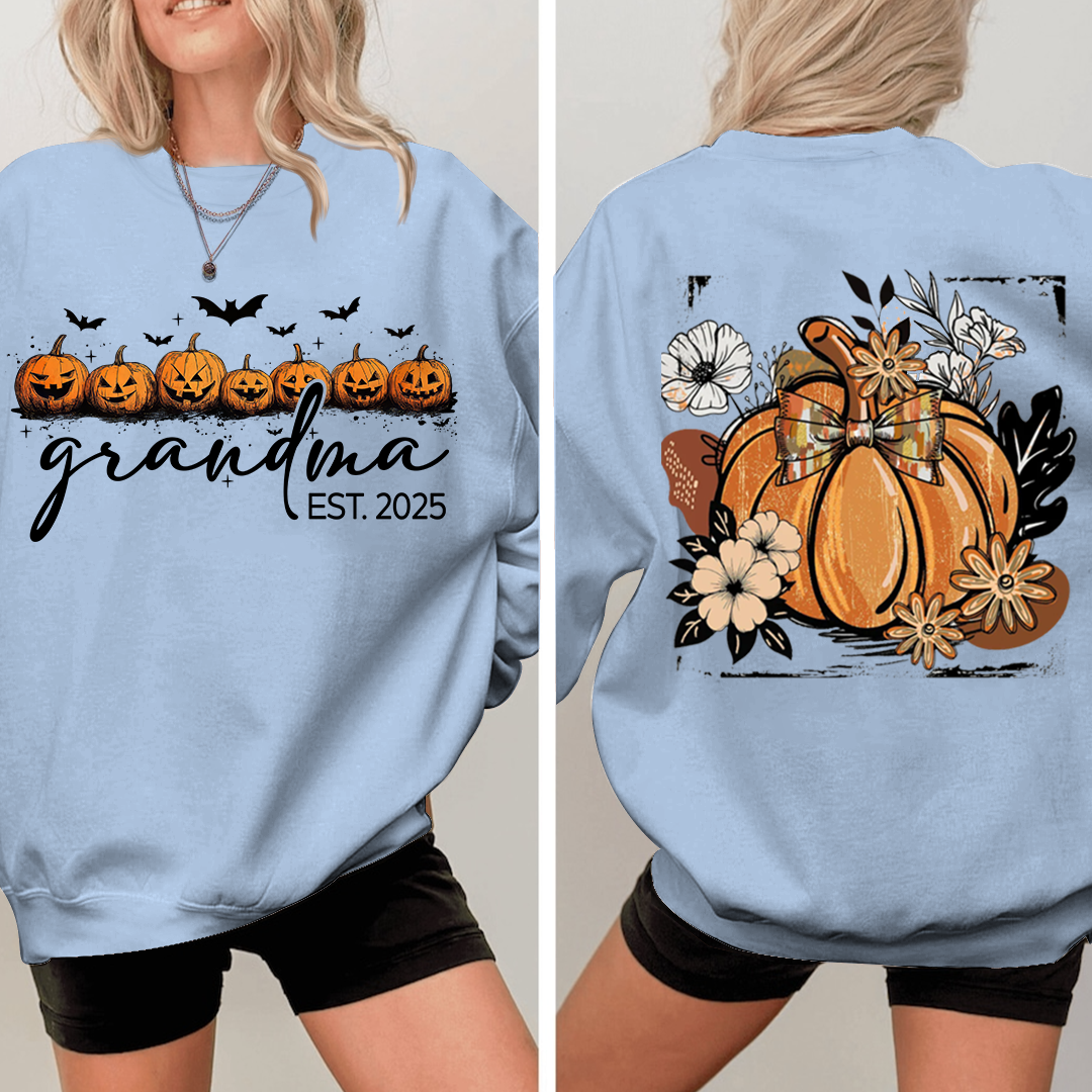 Vintage Autumn with Floral Fall Pumpkin, Custom Nicknames for Grandma and Kids