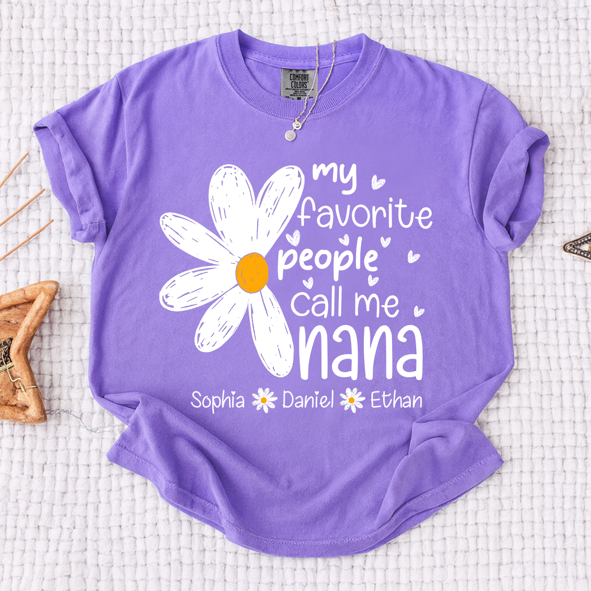 Comfort Colors® My Favorite People Call Me Nana Daisy T-shirt Grandma Gift with Kids' Names