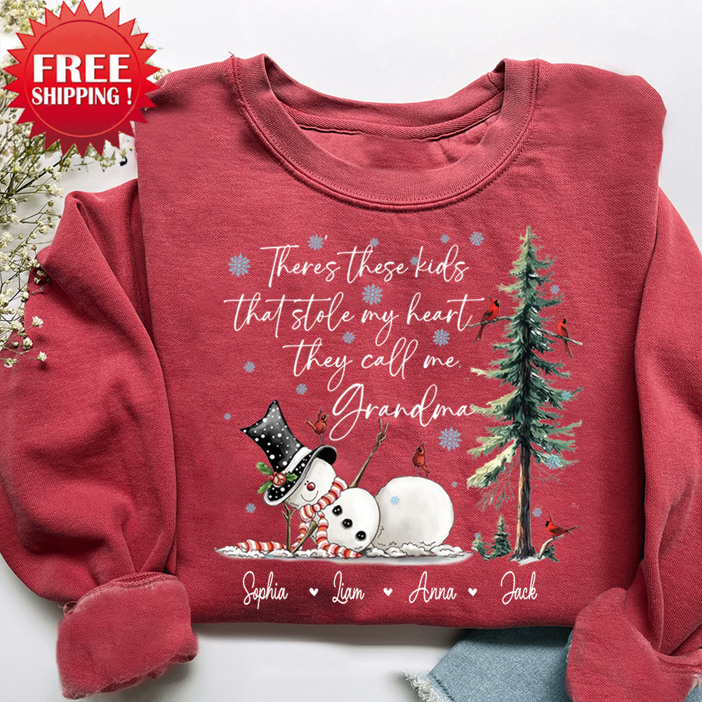 They Call Me Grandma, They Stole My Heart Sweatshirt – Personalized Gift for Grandmother, Cute Holiday Outfit for Christmas