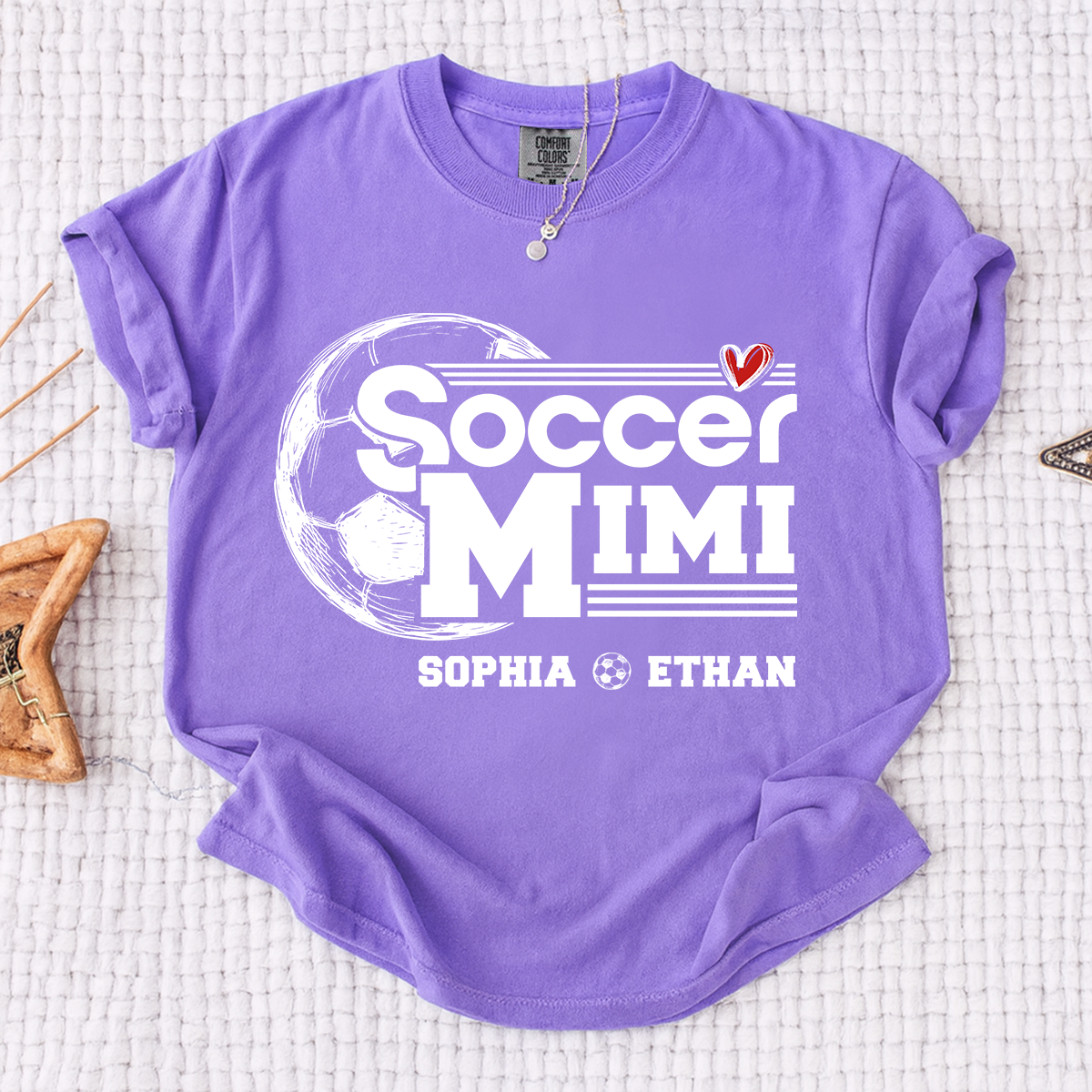 Comfort Colors® Soccer Mimi Shirt, Personalized Grandma Tee, Customize with Names