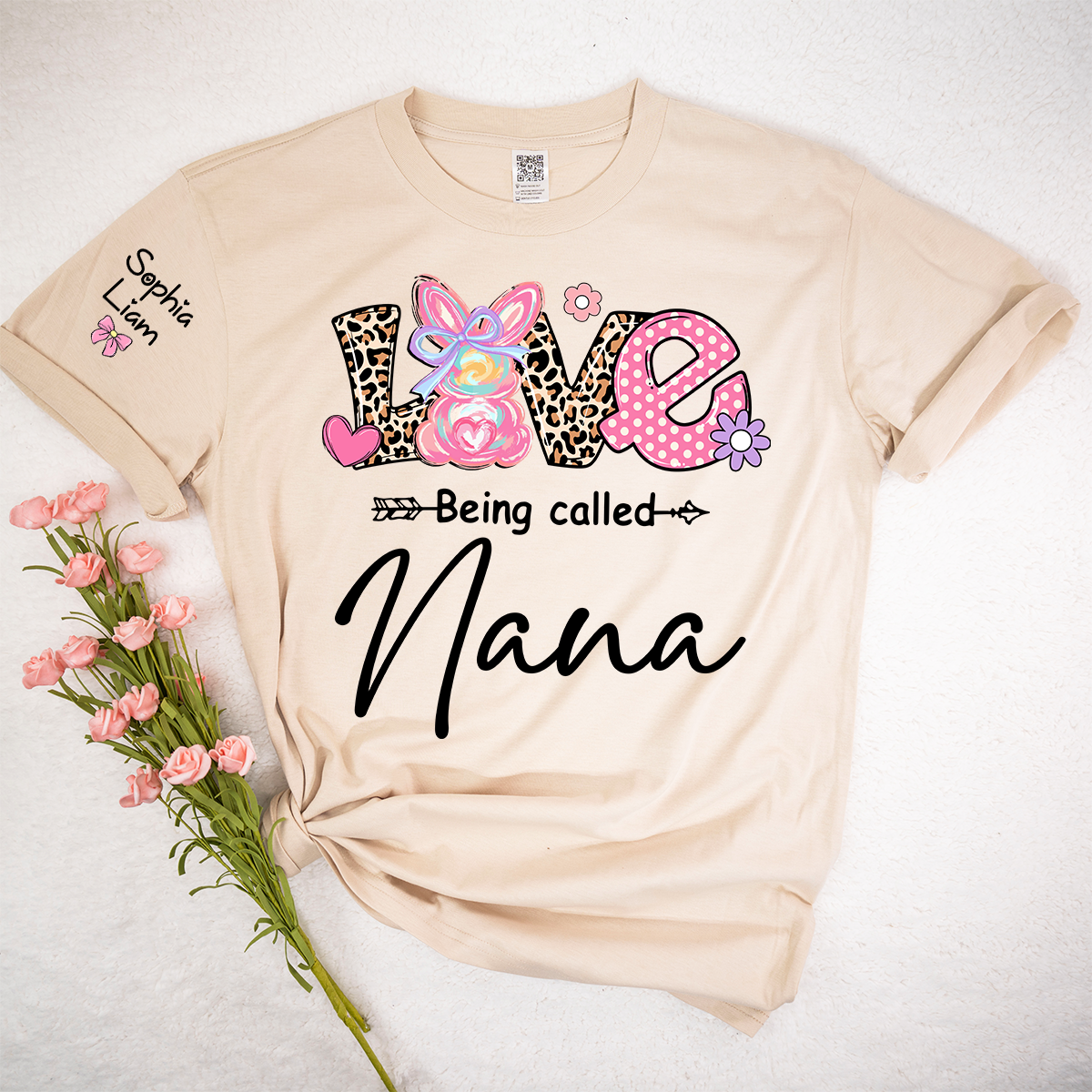 Love Being Called Nana Shirt, Cute Bunny Nana Graphic T Shirt With Leopard Print