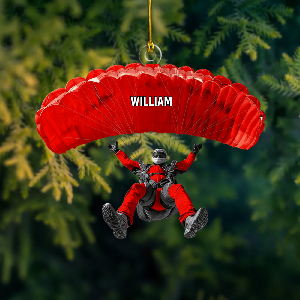 Personalized Skydiving Ornament 2025 – Custom Name Parachute Christmas Tree Decoration for Adventurers Ornament