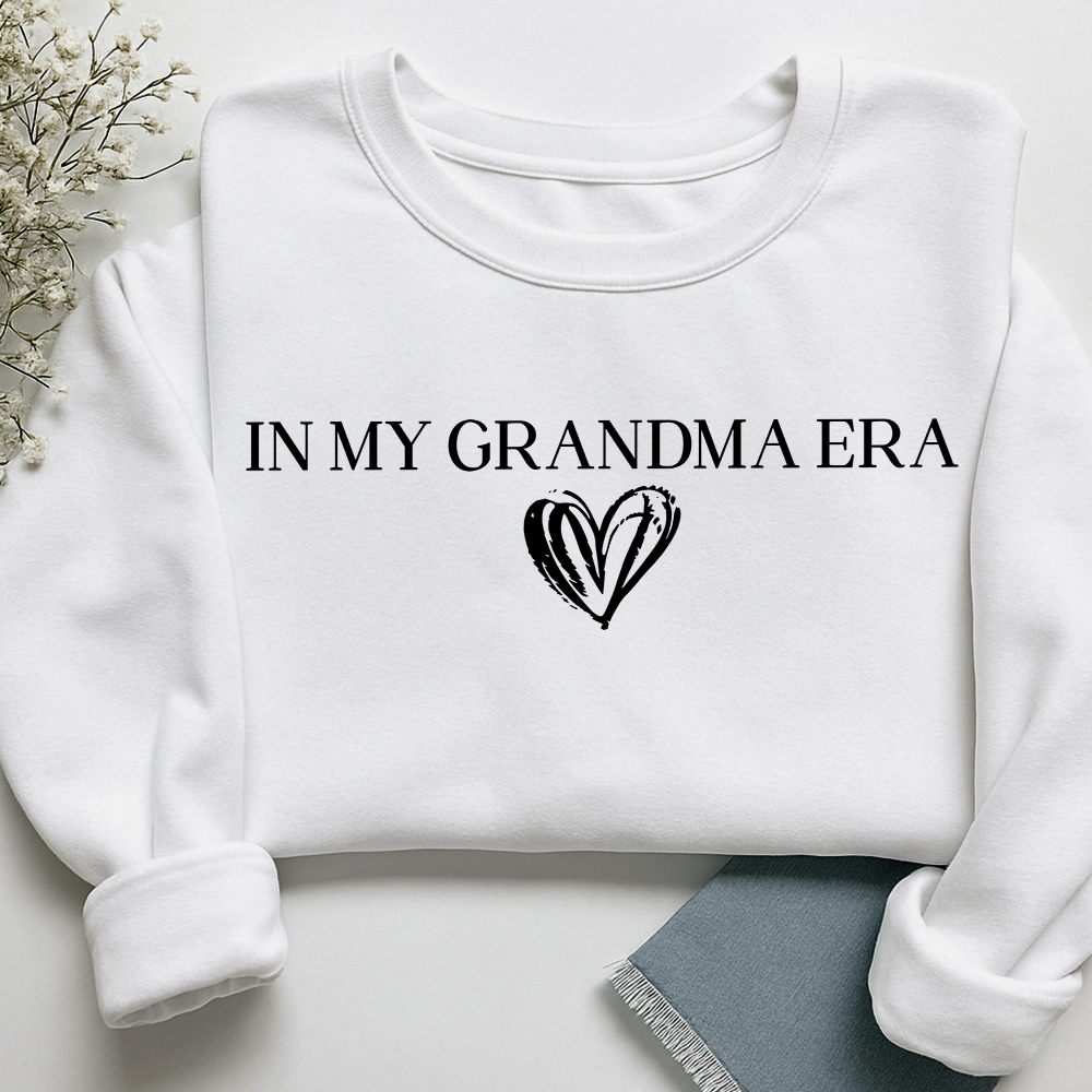 In My Grandma Era Sweatshirt, Cute Heart Graphic Tee for Grandma