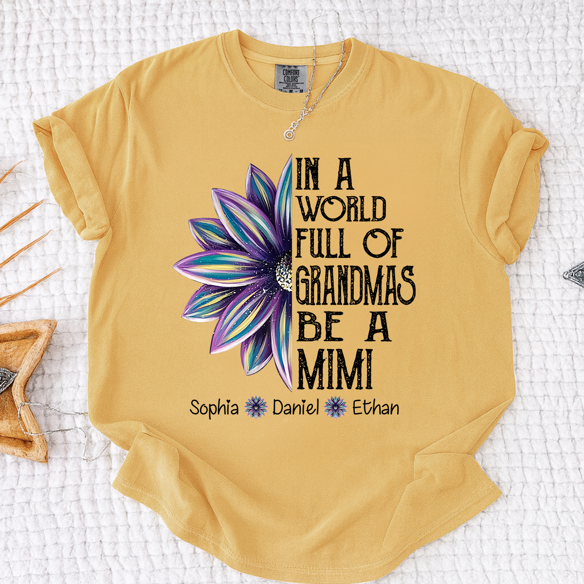 Comfort Colors Personalized Mimi Shirt with Kids Names In a World Full of Grandmas Be a Mimi with Floral Graphic Custom Family Tee