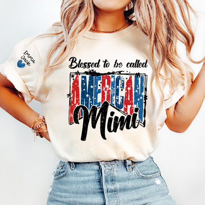 Blessed to Be Called Mimi Shirt, Personalized Mimi T-Shirt with Custom Names and Patriotic Design