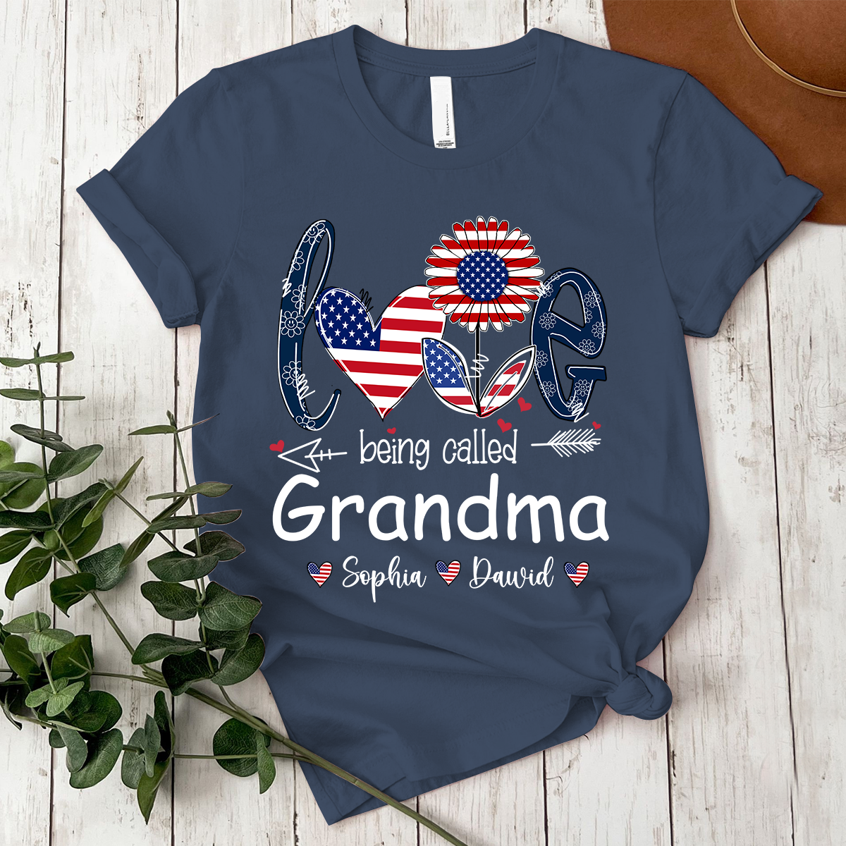 Custom Love Being Grandma USA Shirt, Personalized Nickname And Grandkids