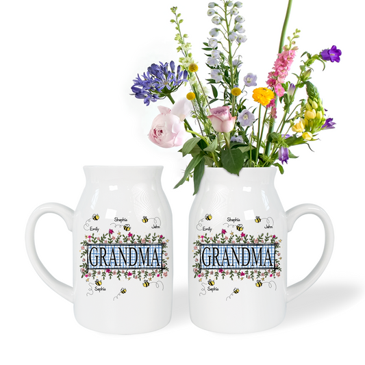 Wildflower Soft Colors Grandma And Kids - Custom Home Decoration Flower Vase According To Family Requirements, Ceramic Flower Vase
