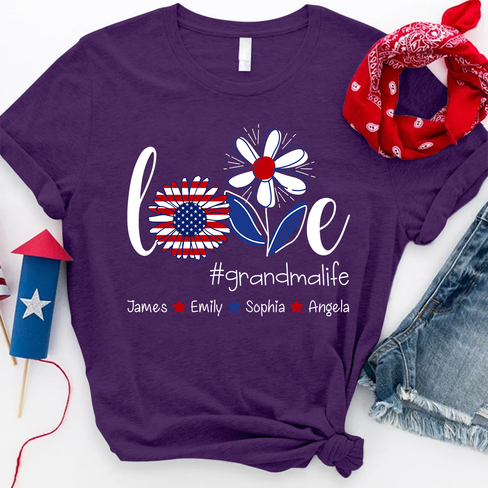 Custom Love Grandma Life 4th Of July With Kids, Mother's Day Gift TH T-Shirt