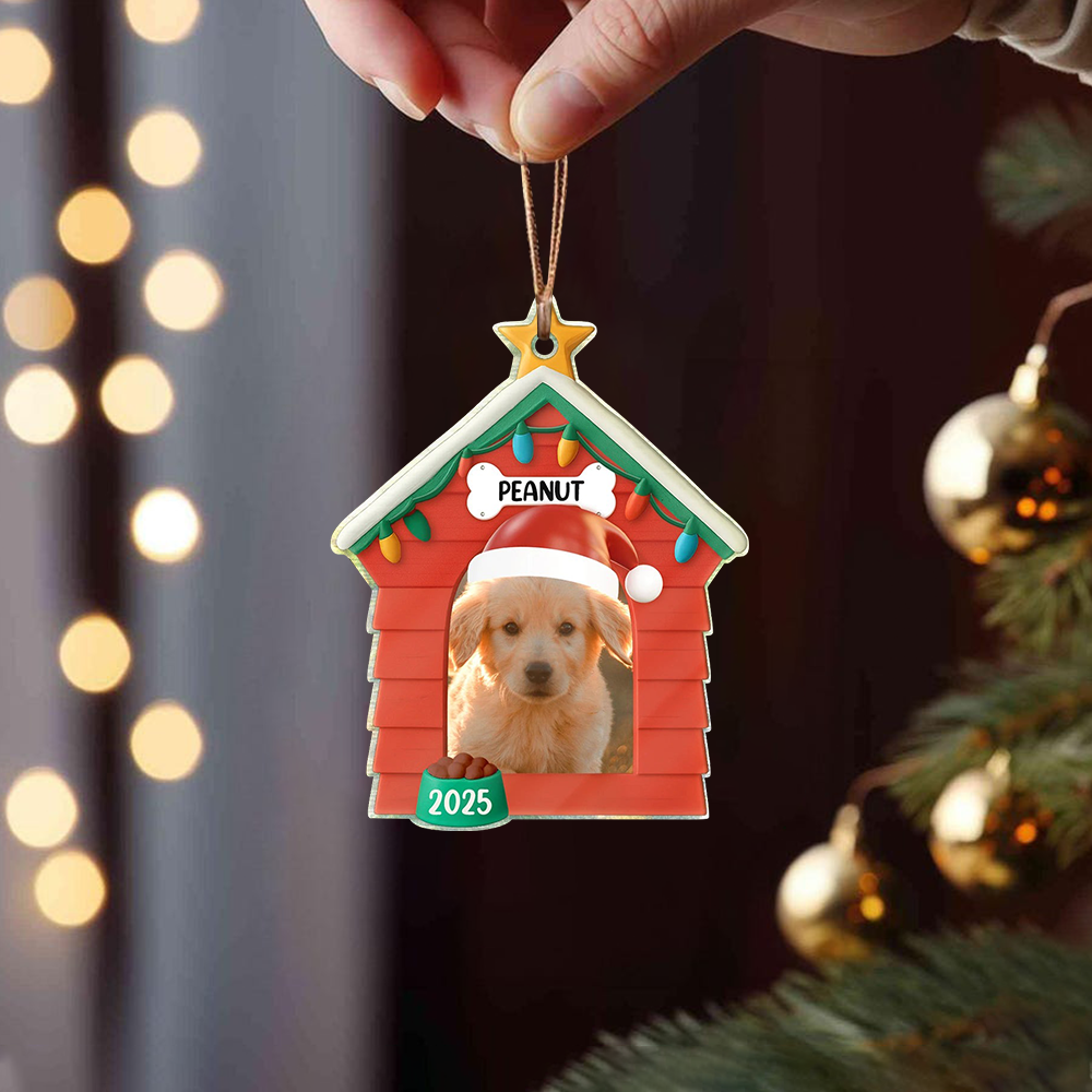 Custom Pet House Photo Ornament, Personalized Pet Christmas Decoration With Pet Picture & Name 2025