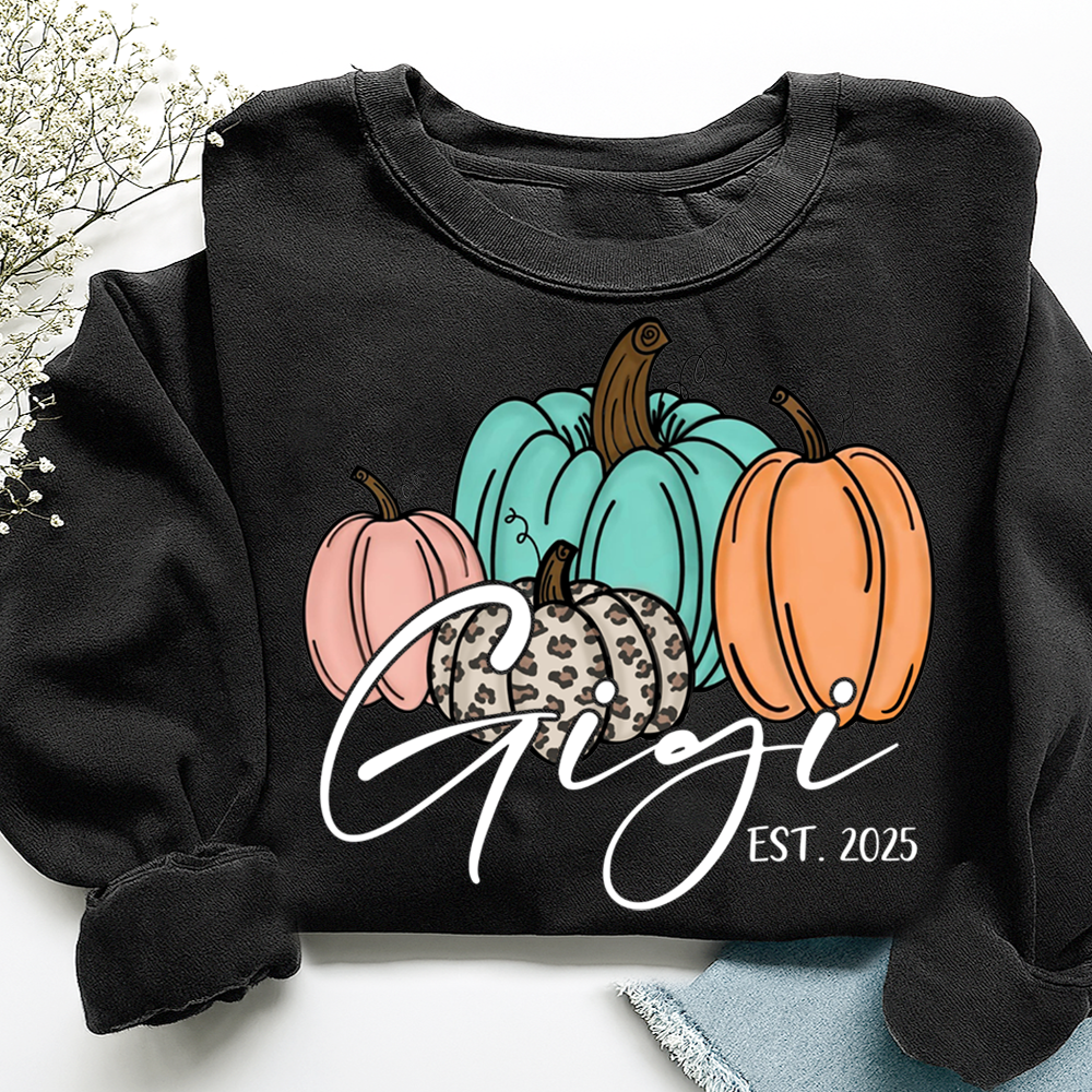 Personalized Gigi Pumkins Sweatshirt, Gifts for Grandma and Grandchild