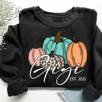 Personalized Gigi Pumkins Sweatshirt, Gifts for Grandma and Grandchild