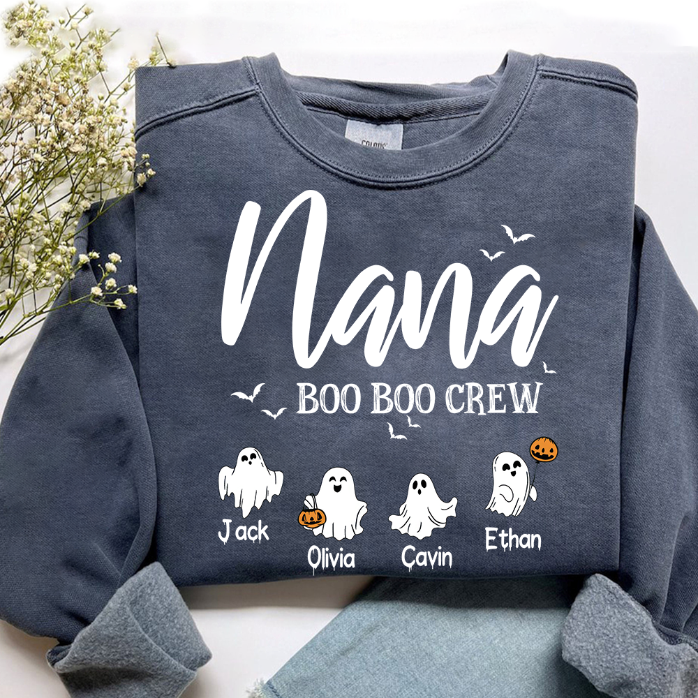 Custom Halloween Grandma, Nana Boo Crew Sweatshirt, Custom Gifts for Gigi and Kids