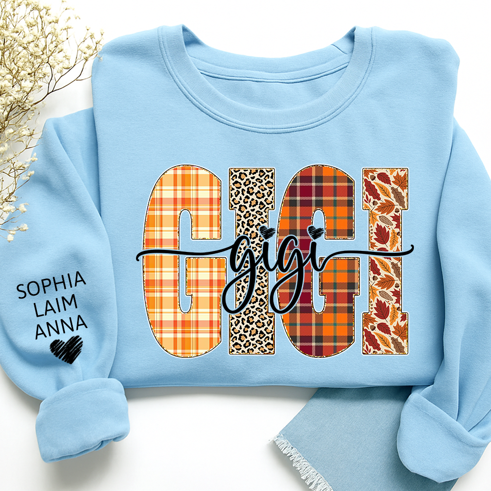 Custom Fall Pumpkin Sweatshirt, Gift for Gigi And Grandchild