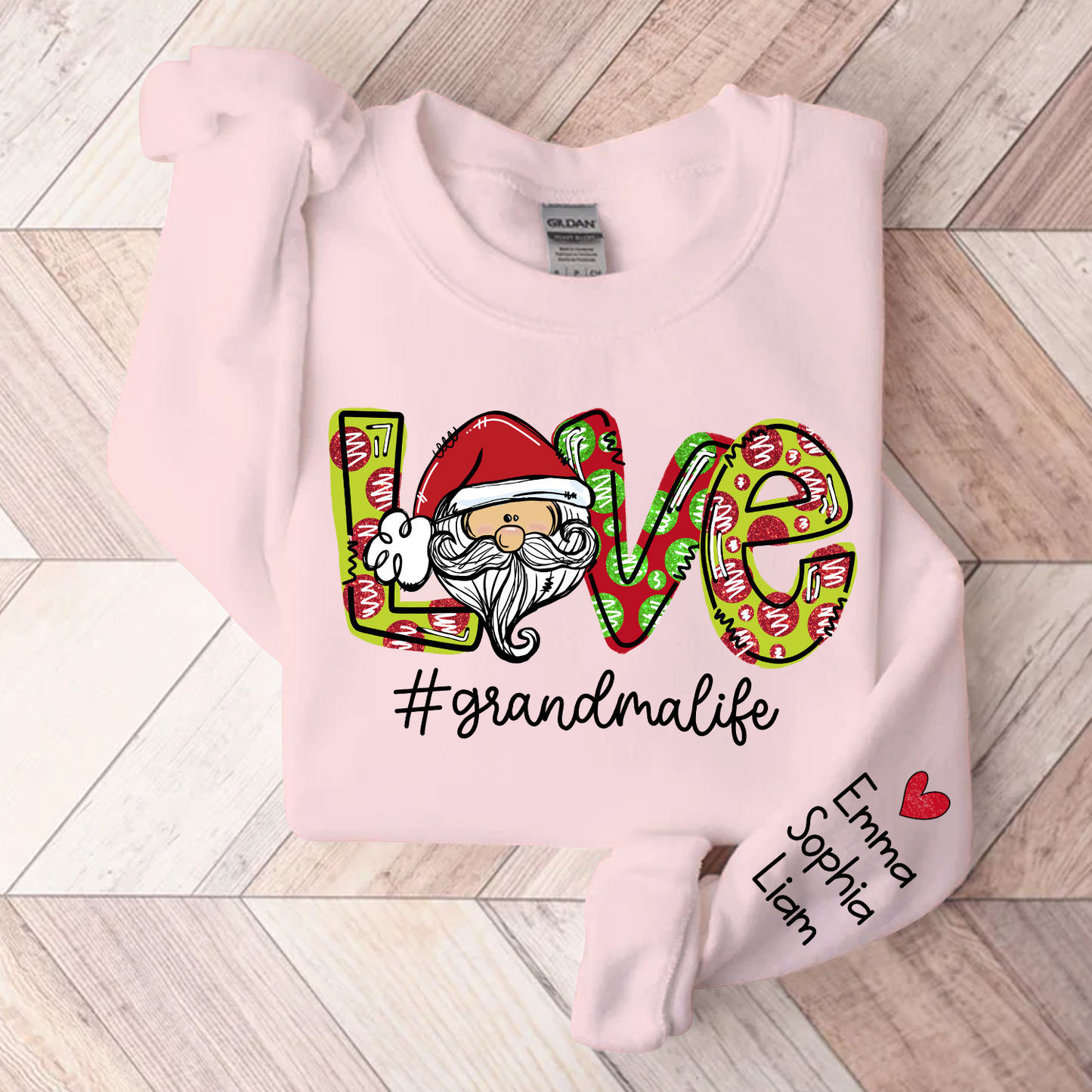 Love Santa Grandma Life Christmas, Custom Grandma & Kids, Grandma Gift TH Sweatshirt
