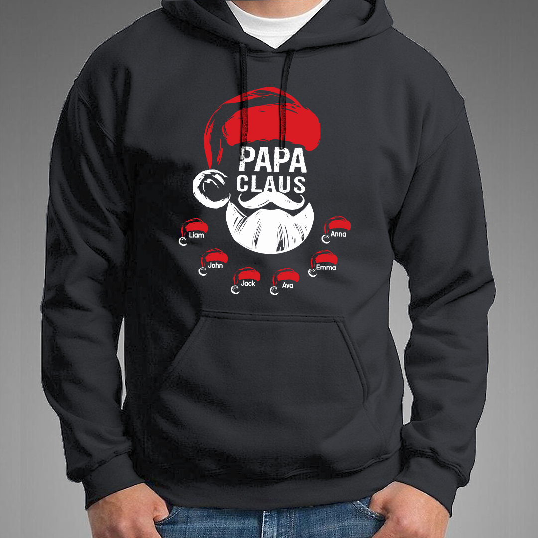 Custom Papa Claus Christmas, Gift For Papa And Kids Hoodie