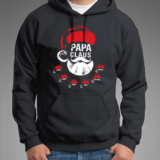 Custom Papa Claus Christmas, Gift For Papa And Kids Hoodie