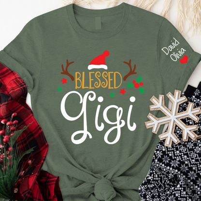 Blessed Gigi Christmas And Grandkids T-Shirt