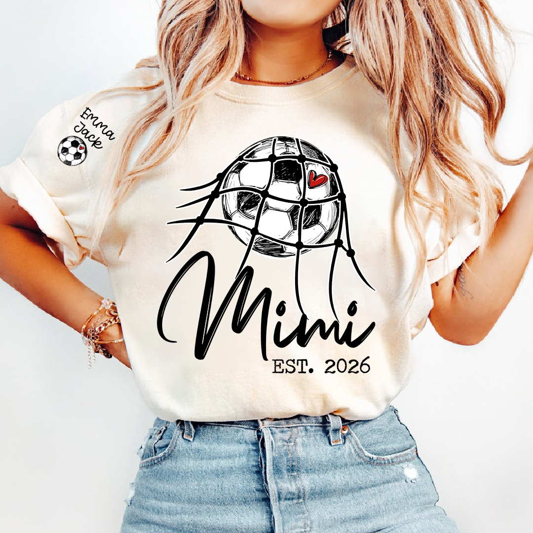 Children's Sports T-shirt, Custom Printed With Name, For Grandma, Soccer Mimi brand, Customizable With FoundingYear