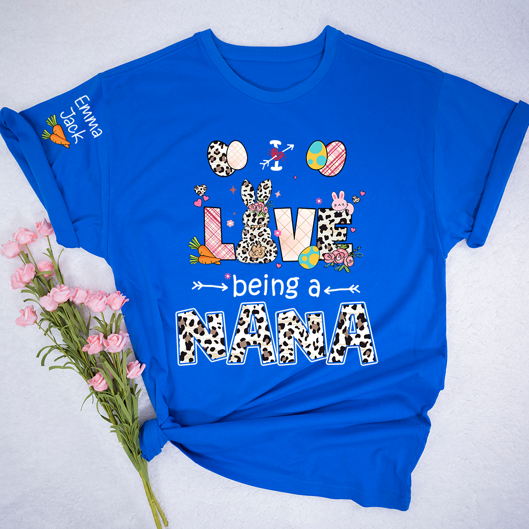 Love Being a Nana T Shirt, Cute Easter Bunny Family Shirt For Nana And Kids