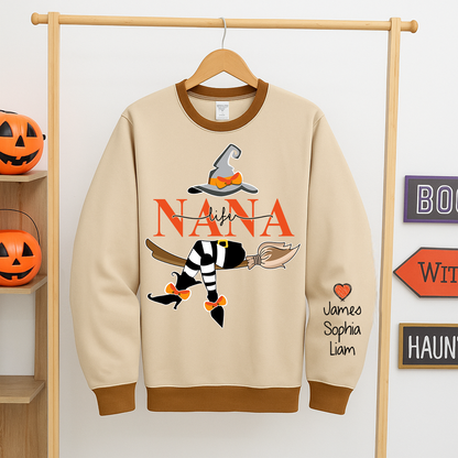 Personalized Nana Witch And Grandkids 2025 Sweatshirt Mix Sweatshirt Mix