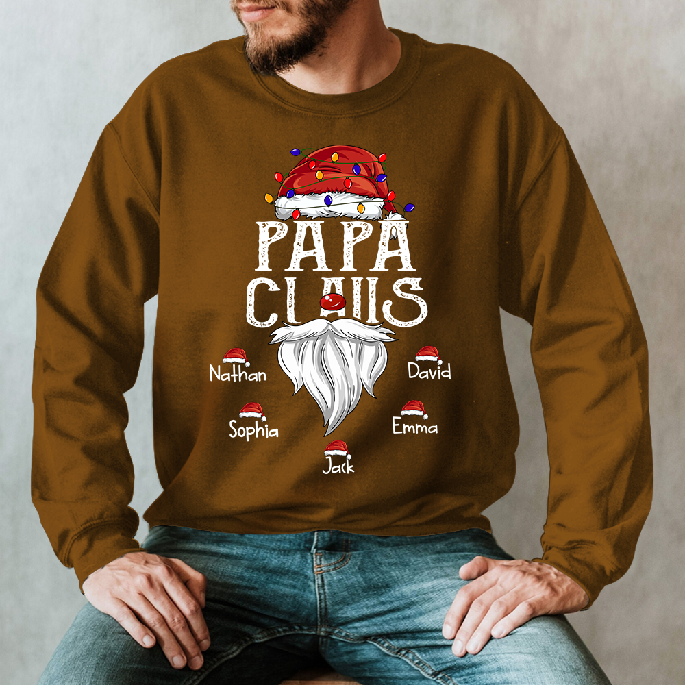 Hat Santa With Christmas Lights, Gift For Grandpa, Custom Give Papa And Kids Sweatshirt