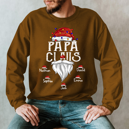 Hat Santa With Christmas Lights, Gift For Grandpa, Custom Give Papa And Kids Sweatshirt