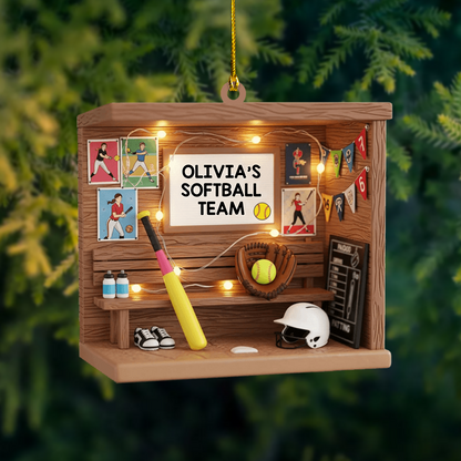 Personalized Softball Ornament 2025 – Custom Name Team Ornament, Softball Player Christmas Gift for Girls Ornament