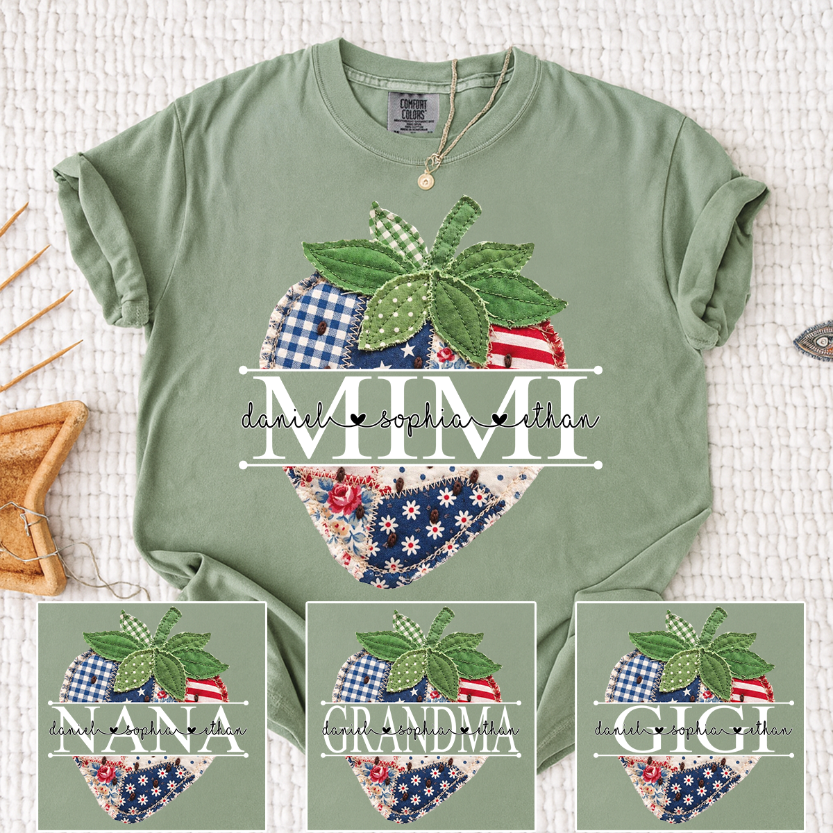 Comfort Colors® Personalized Mimi 4th of July Shirt, Cute Patriotic Grandma Strawberry Tee